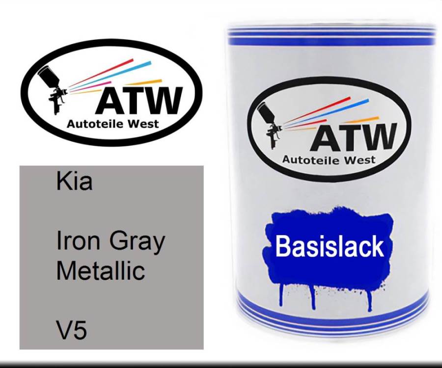 Kia, Iron Gray Metallic, V5: 500ml Lackdose, von ATW Autoteile West.